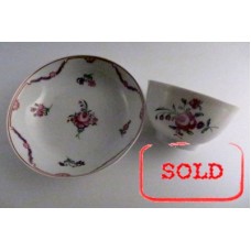 SOLD New Hall Tea Bowl and Saucer, Floral Decoration, Pattern 139, c1785-90 SOLD 